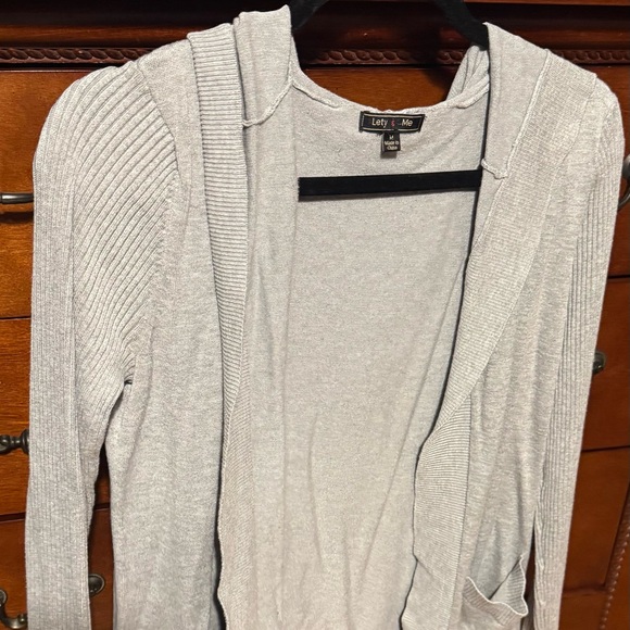 Light Gray Ribbed Cardigan - Picture 1 of 3
